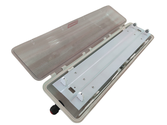 ফ্লেমপ্রুফ LED ফ্লুরোসেন্ট লাইট Ex d ATEX IECEx বিপজ্জনক এলাকার জন্য IP66 রেট 53W 100lm/w