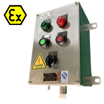 ATEX স্টেইনলেস স্টীল কন্ট্রোল স্টেশন আইপি 66 এক্সড ফ্লেমপ্রুফ ক্যাবল পোর্ট 10A সহ বিস্ফোরণ প্রতিরোধী নিয়ন্ত্রণ প্যানেল