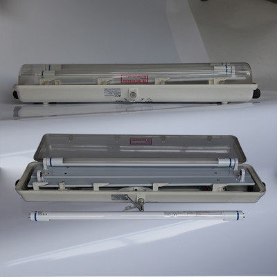 বিস্ফোরণ প্রতিরোধী এবং ফ্লেমপ্রুফ 2x36W এলইডি টিউব হালকা বিপজ্জনক এলাকার জন্য। ABS হাউজিং। 115 lm/W দক্ষতা।
